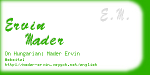 ervin mader business card